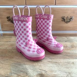 Pink piggy toddler rain boots sz 5/6